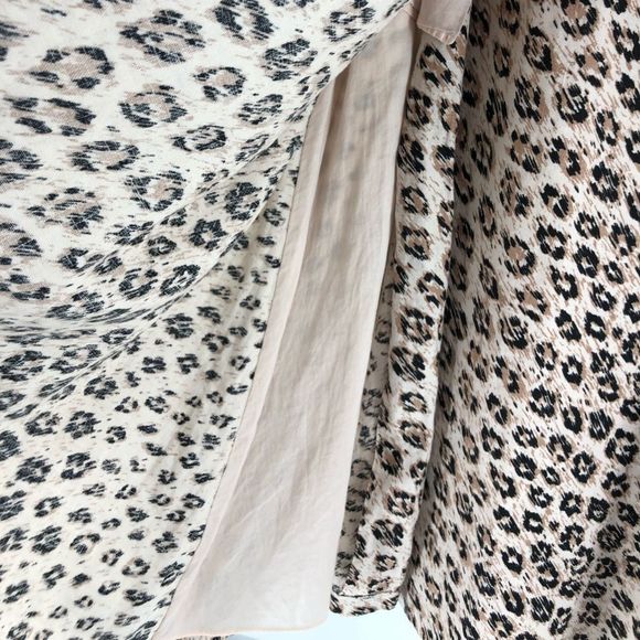 Joie Collen A-Line Leopard Print Linen Wrap Midi Skirt in Cappuccino - Picture 6 of 13